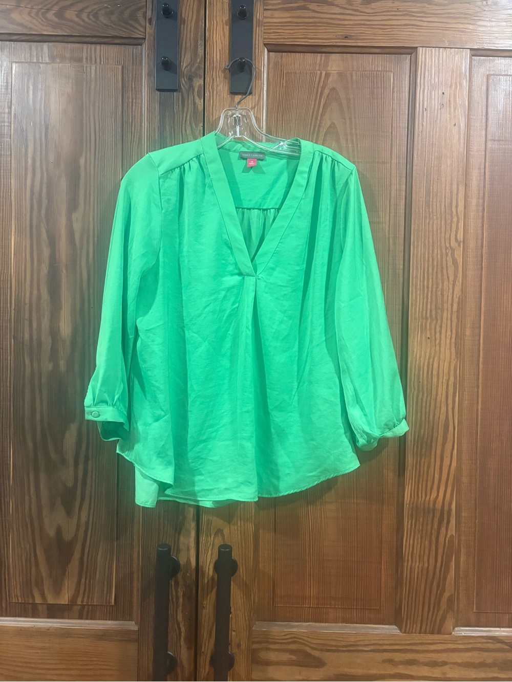 Lime Green V-Neck Women's Blouse - by Vince Camuto